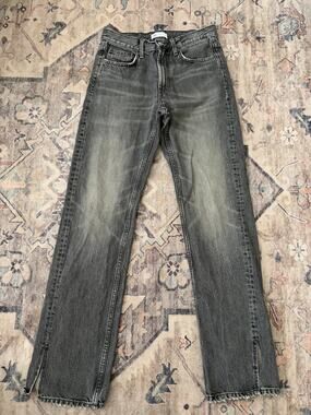 Zara Womens Gray Straight Leg Jeans Size 4 US Side Slit High Rise Ankle Denim